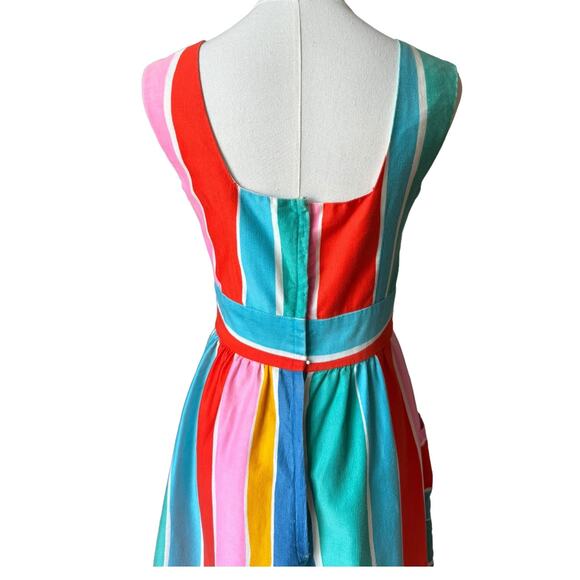 1970s Malia Honolulu Rainbow Stripe Cotton Sundress Pockets Hawaii Vintage small - Picture 8 of 16
